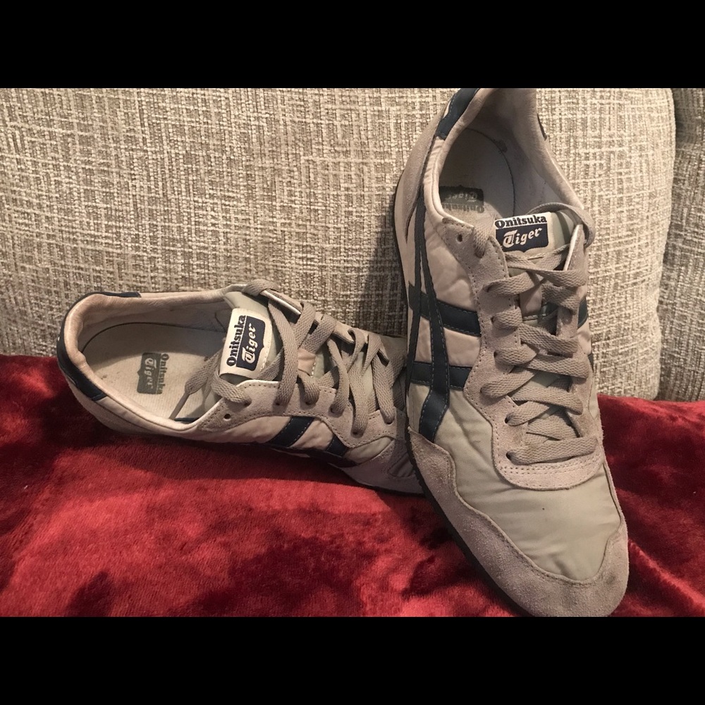 Gray and navy blue Onitsuka shoes men size 10
